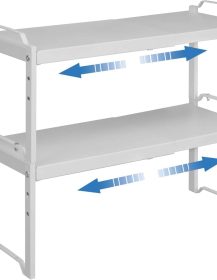 2 Pack Expandable Kitchen Cabinet Shelves Organizers, Stackable Adjustable Small Storage Shelf Rack Stand Riser For Pantry Cabinet Cupboard Kitchen Counter Organization, 22 lbs Capacity, Length:20.5"