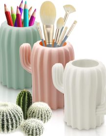 3 Pack Cactus Pen Holders for Desk,Cute Pencil Holders Succulent Pen Cups Cactus Office Classroom Decor Boho Desk Accessories Makeup Brush Holder Toothbrush Holder for Home School Office