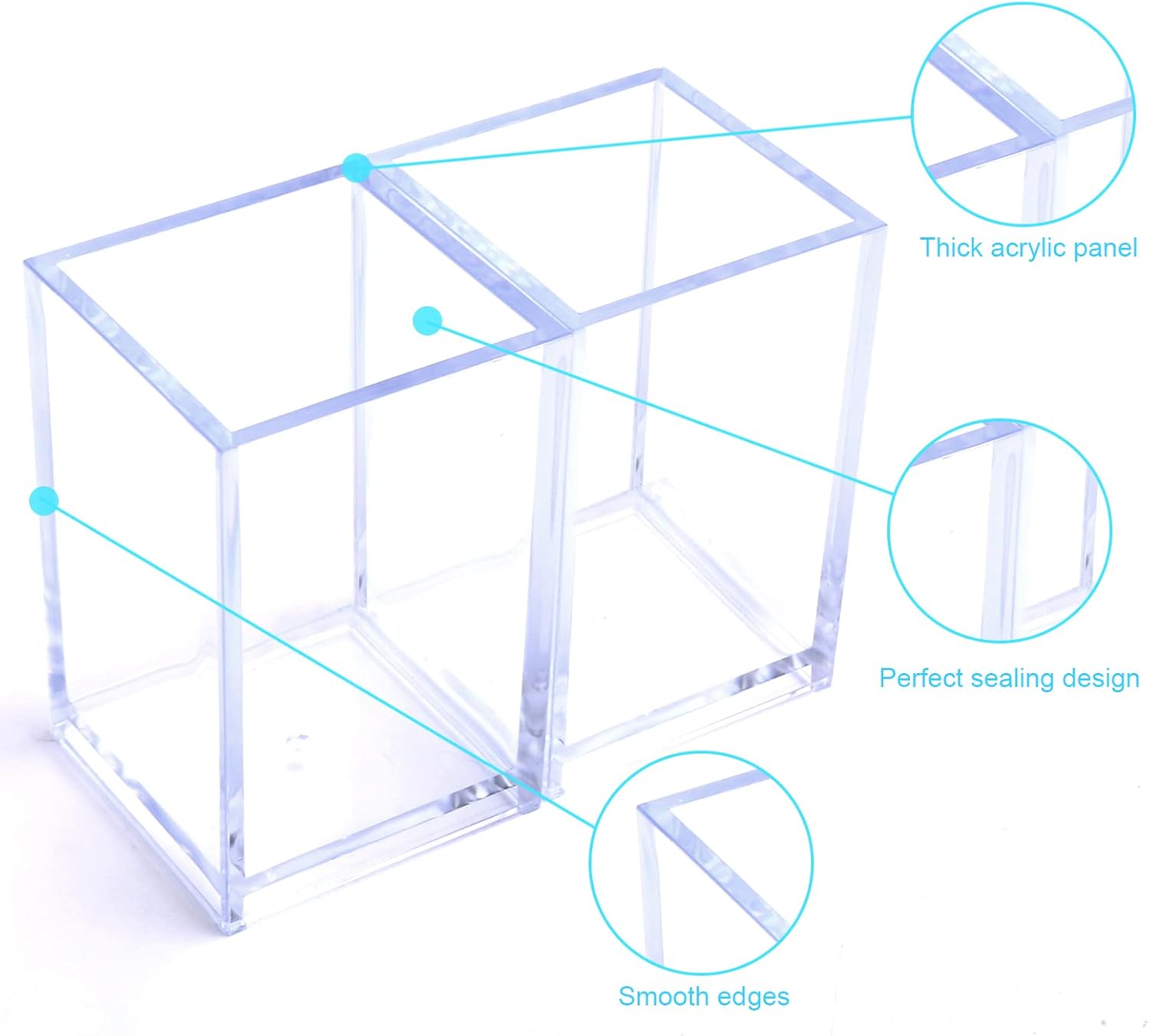 Acrylic Pen Holder, 3 Pcs Clear Pencil Holders for Desk, Makeup Brush Holder Cup Organizer, Stationery Storage Desktop Accessories for Office School Supplies (with Cleaning Cloth) - Image 5